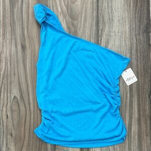 Free People Vibrant Blue One-Shoulder Blouse